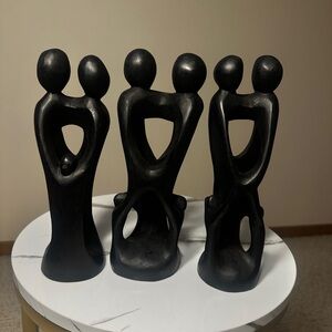 Elegant Black Abstract Couple Sculpture Set